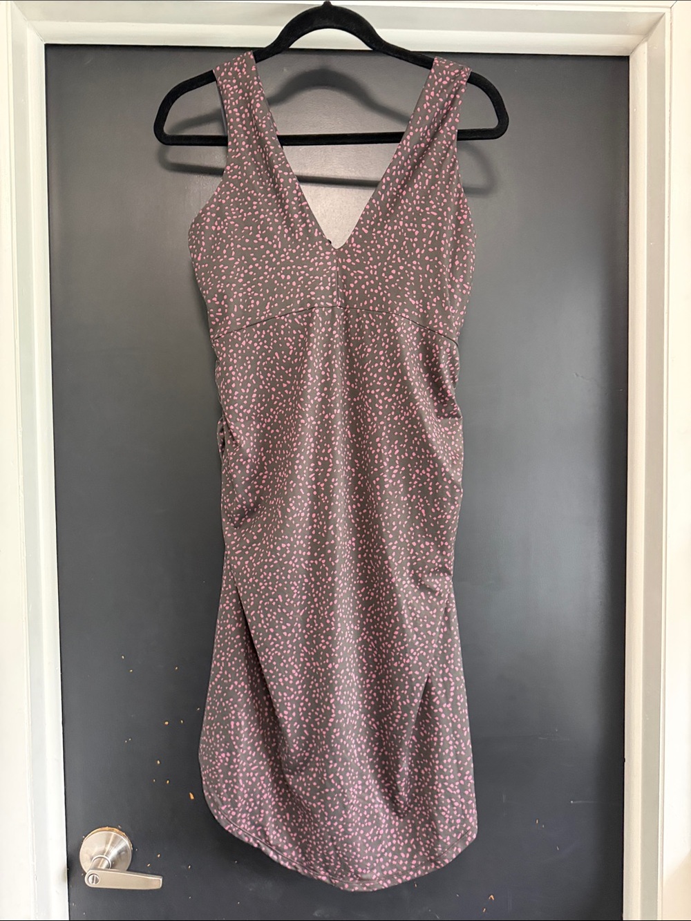 Prana Mauve-Brown Midi Dress with Pink Dot Print